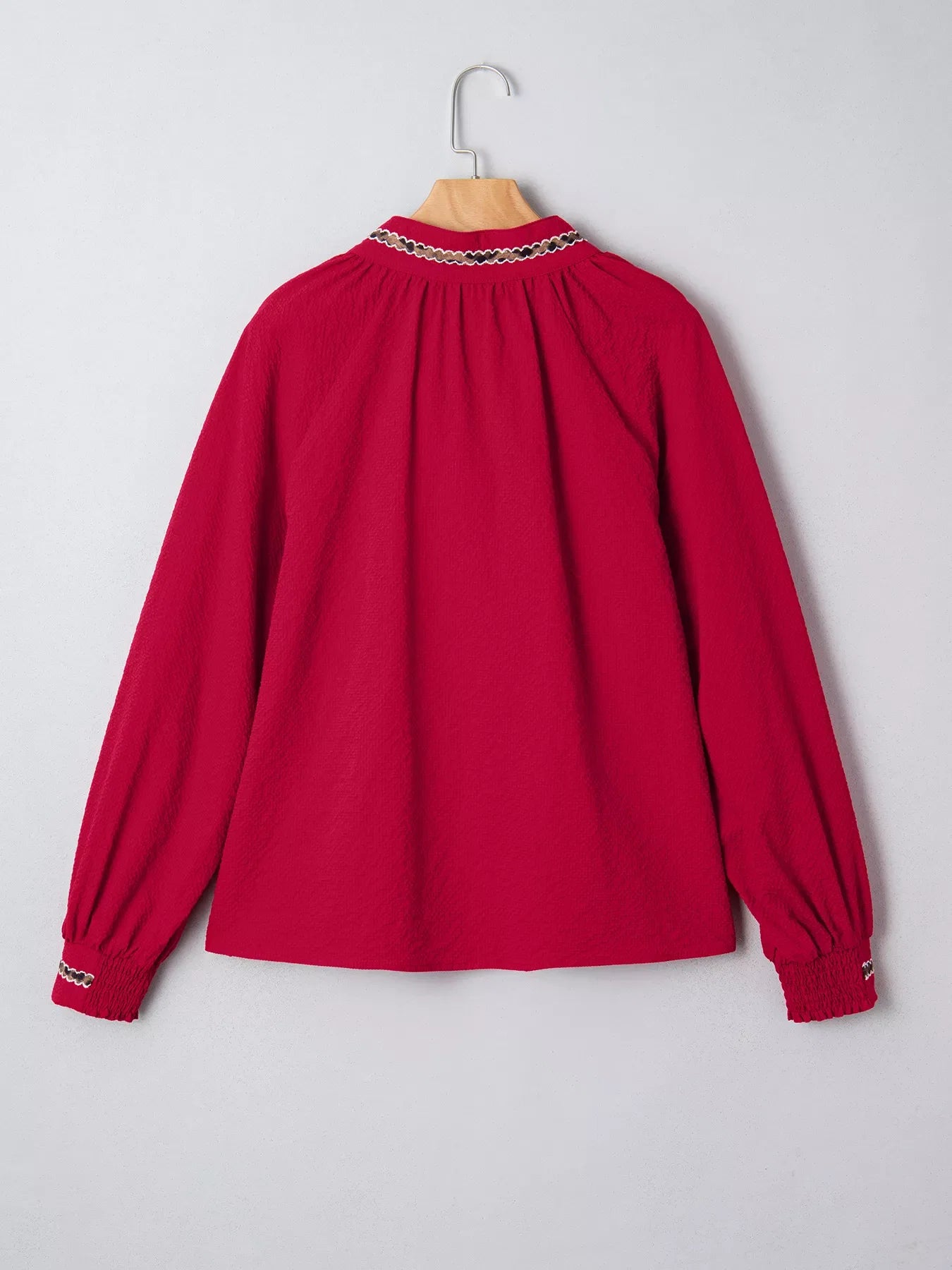 Leopard Notched Long Sleeve Blouse