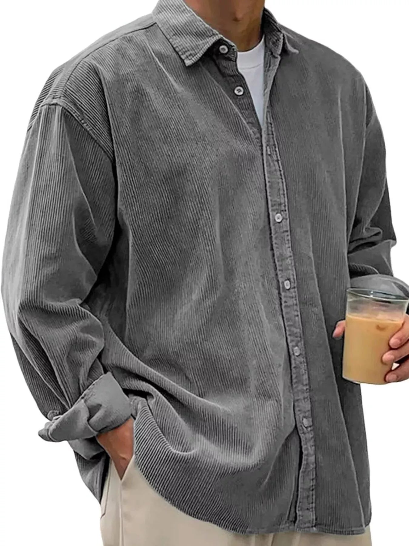 Men's Full Size Button Up Long Sleeve Shirt Plus Size