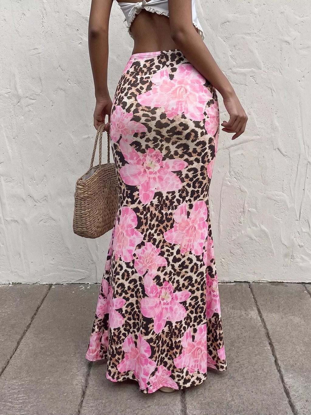 Leopard Print Bodycon Maxi Skirt