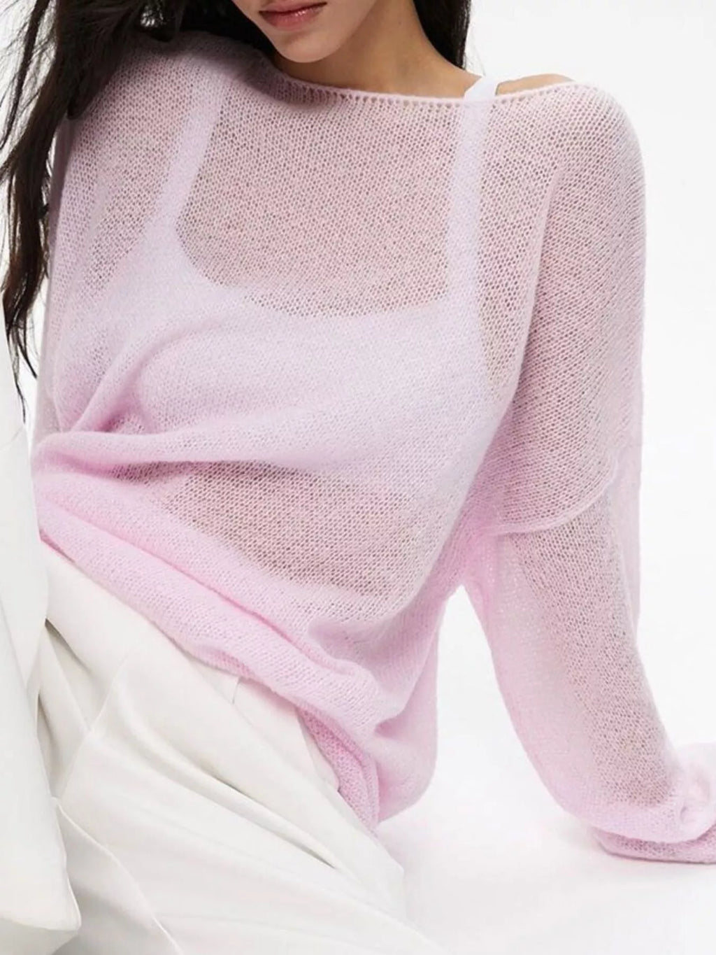 Boat Neck Dropped Shoulder Sweater