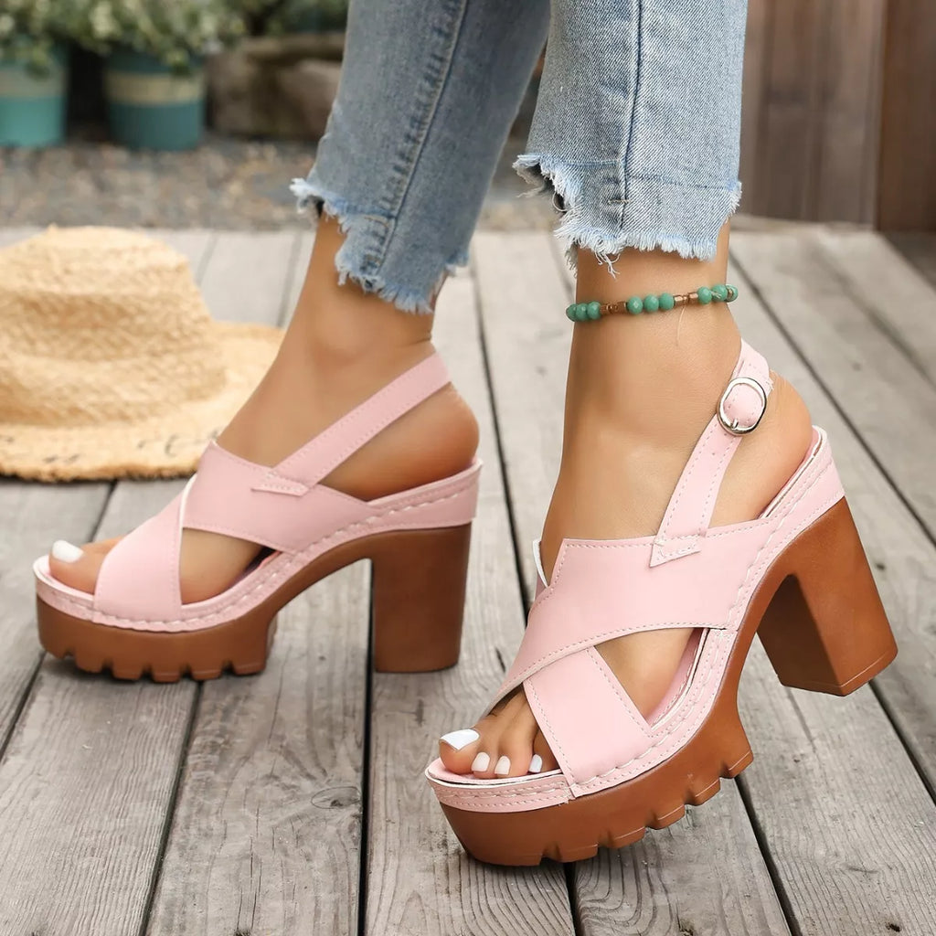 Open Toe Block Heels Sandals