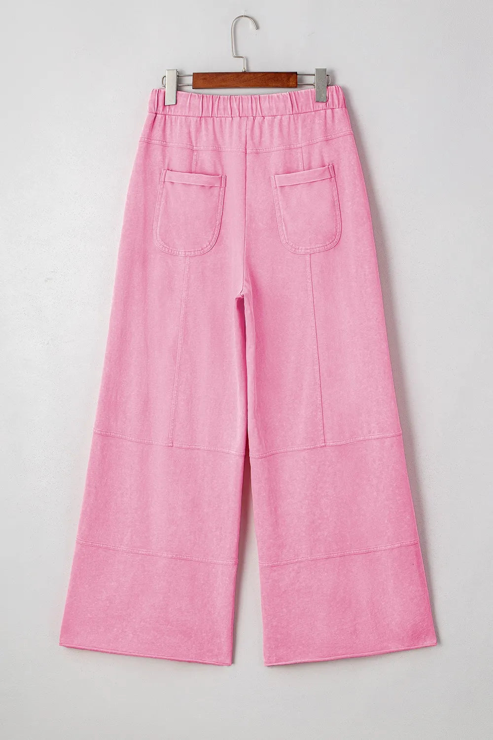 Mineral Wash Exposed Seam Drawstring High Waist Wide Leg Cargo Pants