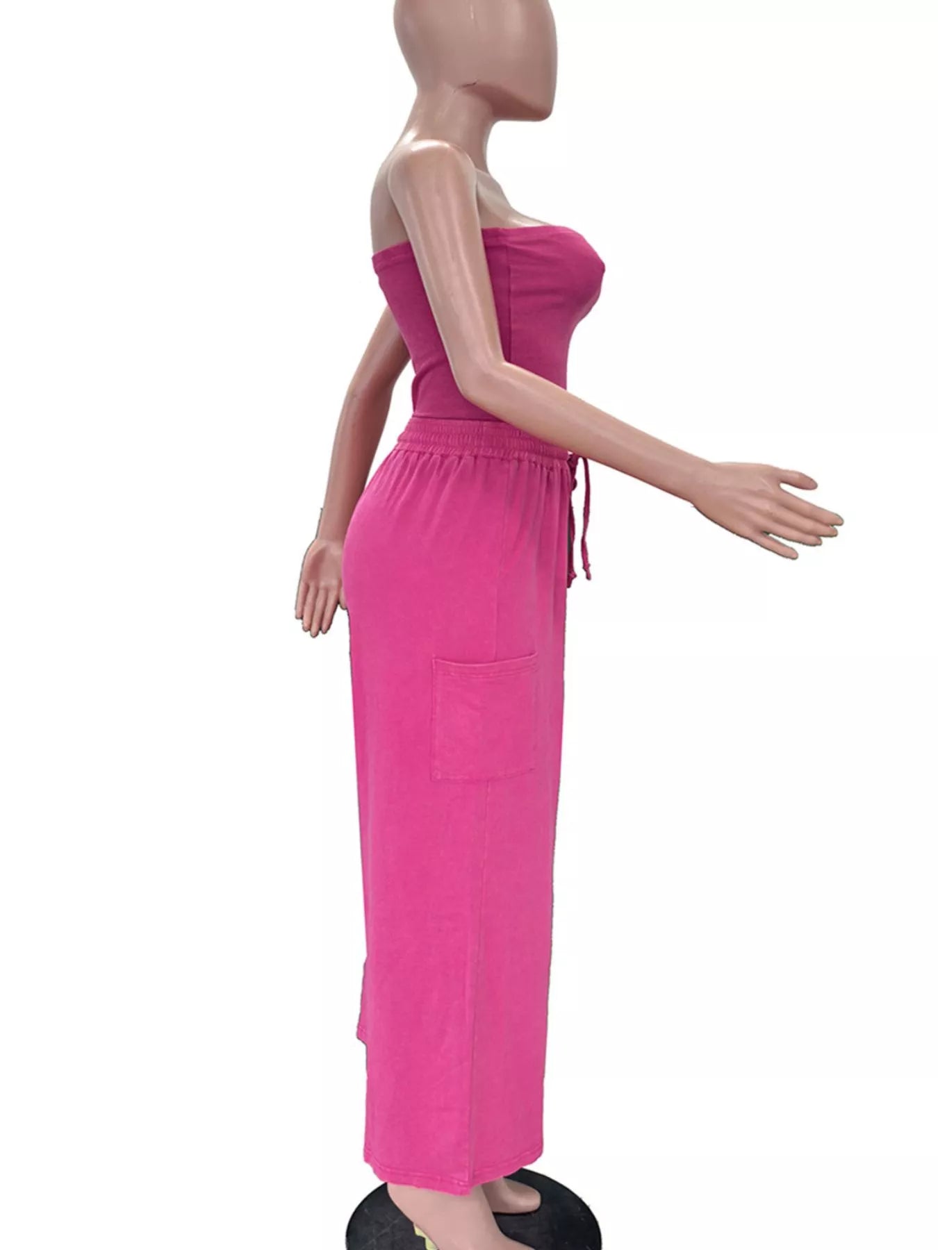 Drawstring Strapless Wide-Leg Jumpsuit
