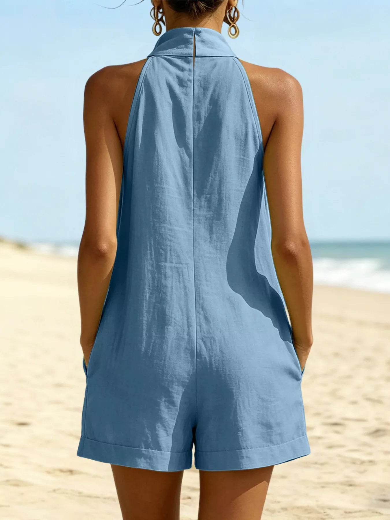 Halter Neck Romper with Pockets