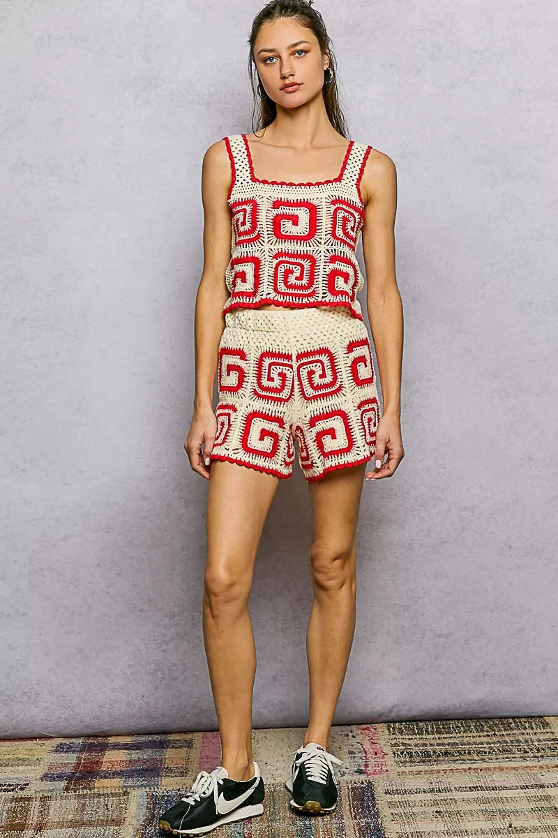 POL Crochet Patterned Shorts