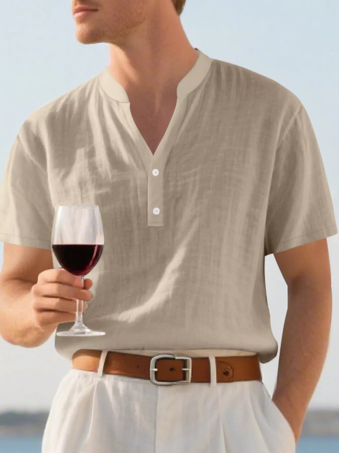 Men's Full Size Button Detail Short Sleeve Shirt Plus Size