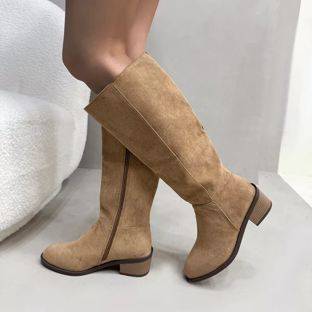 Round Toe Block Heels Boots