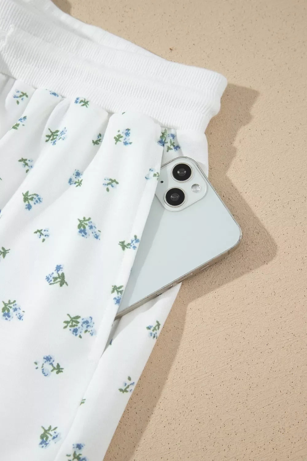 Floral Print Half Zip Top Matching Short Set