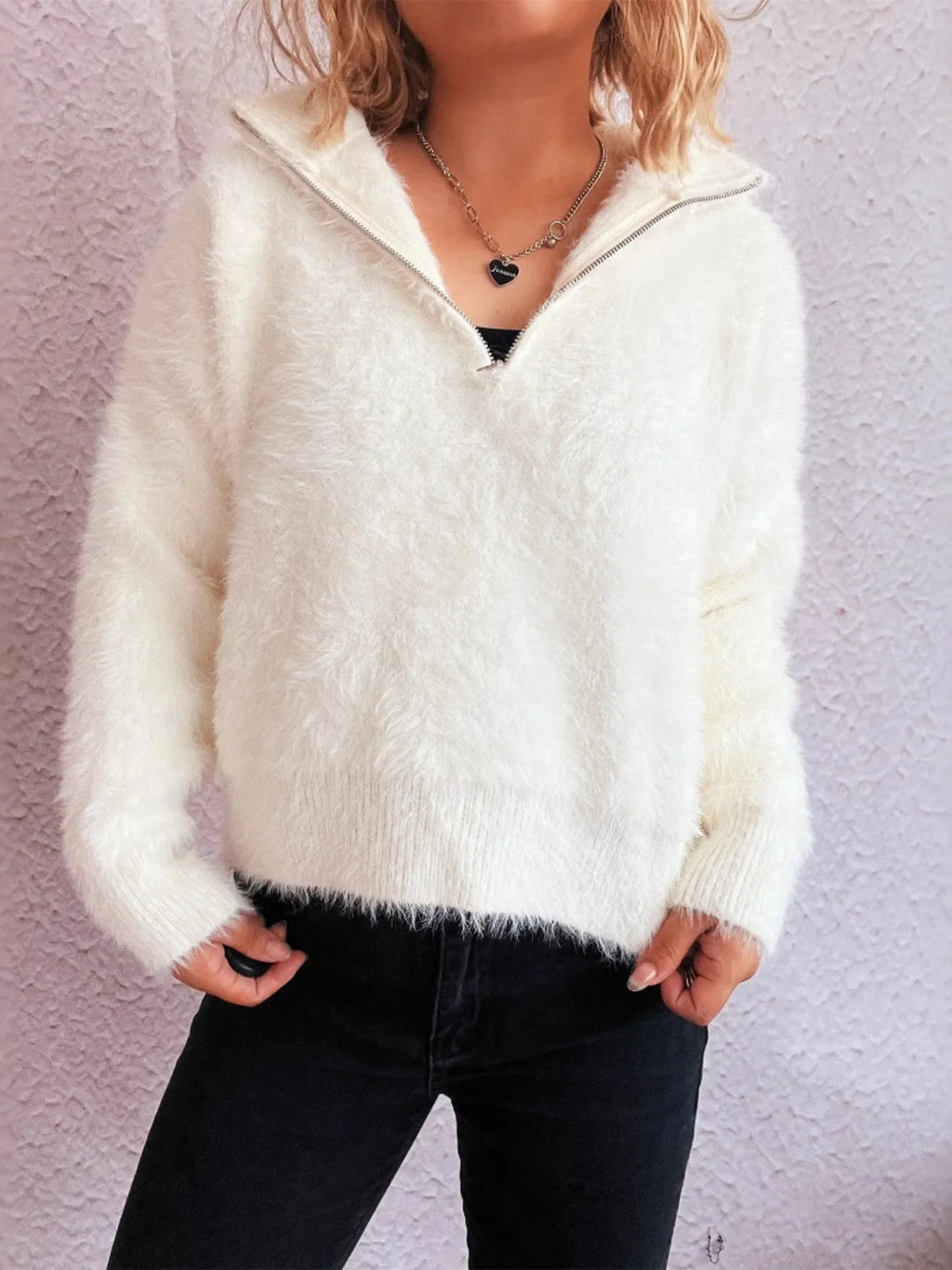 Cozy Fuzzy Half-Zip Sweater