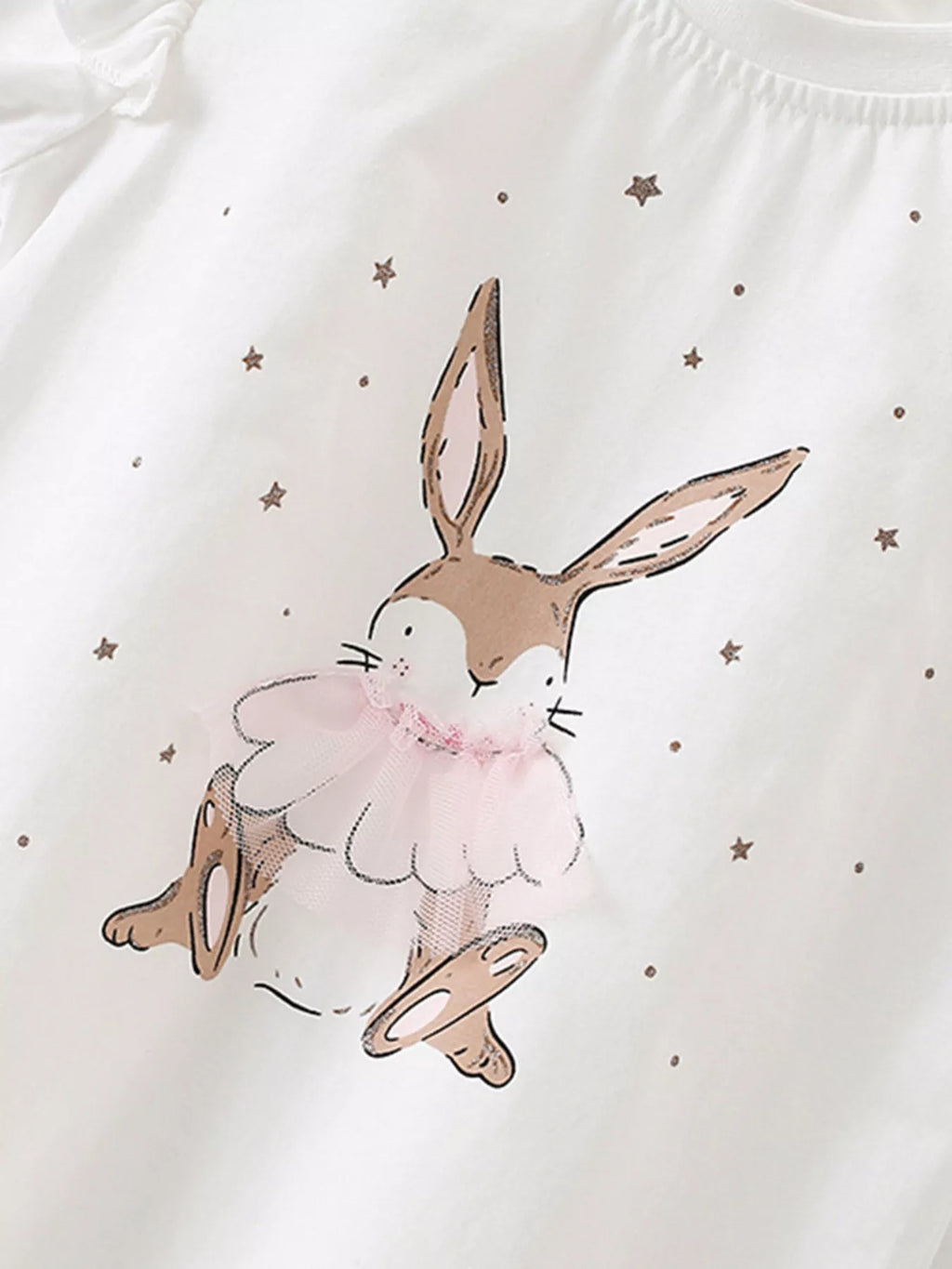 Children's Bunny Graphic Ruffle Sleeve T-Shirt