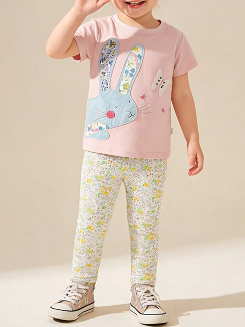 Children's Floral Bunny Top & Pants Set