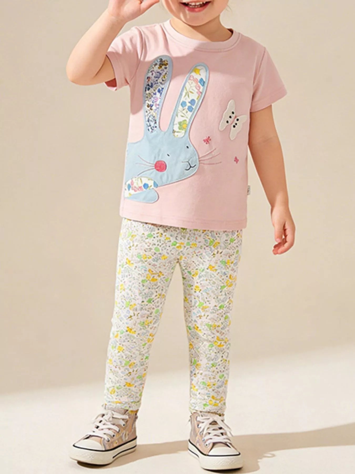 Children's Floral Bunny Top & Pants Set