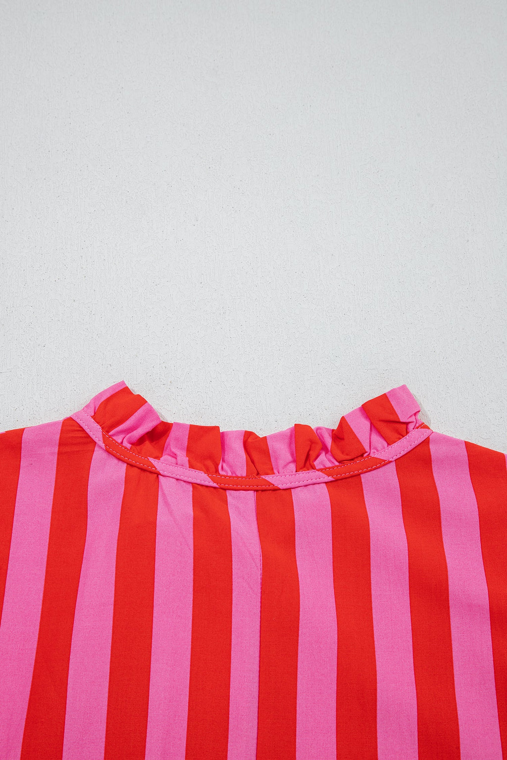 Stripe Half-Button Puff Sleeve Mini Dress