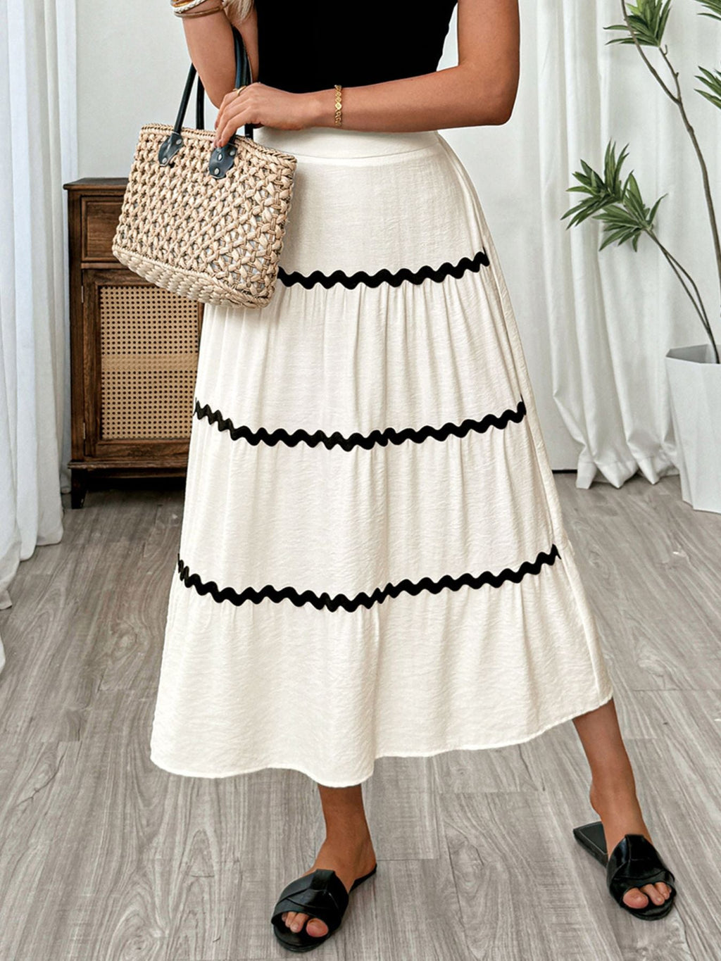 Tiered Flowy Midi Skirt