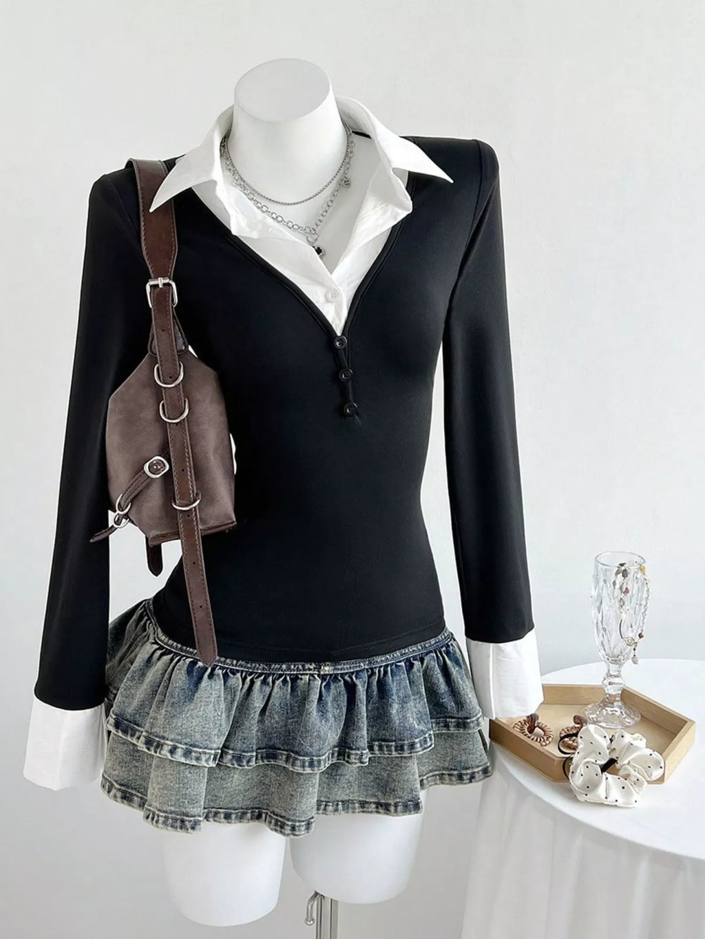 Long Sleeve Polo Collar Slim Fit T-Shirt