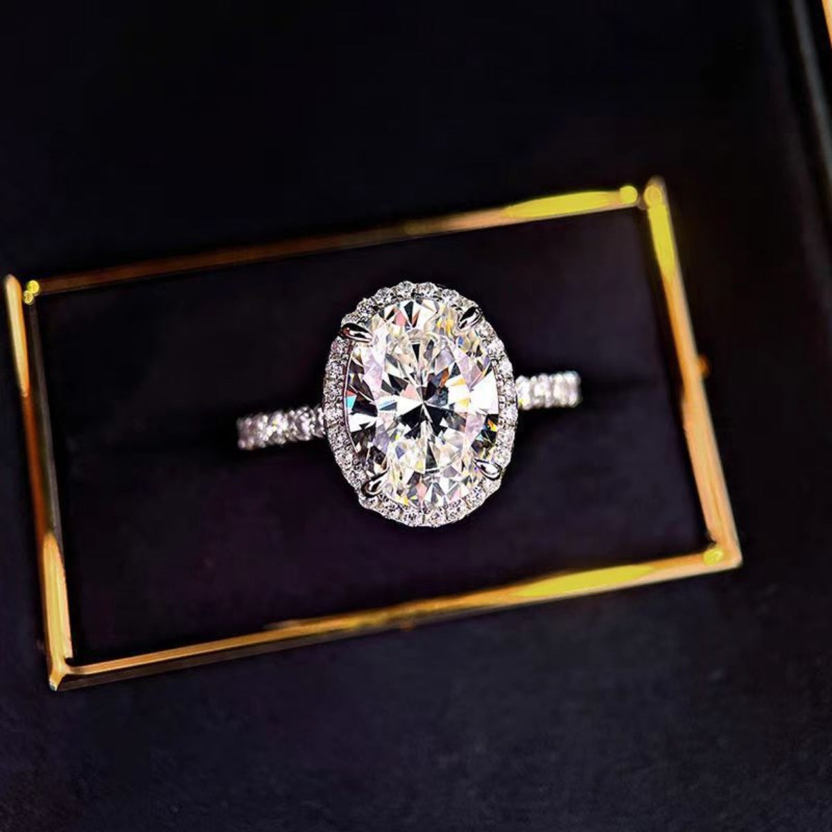 2 Carat Moissanite 925 Sterling Silver Oval Ring
