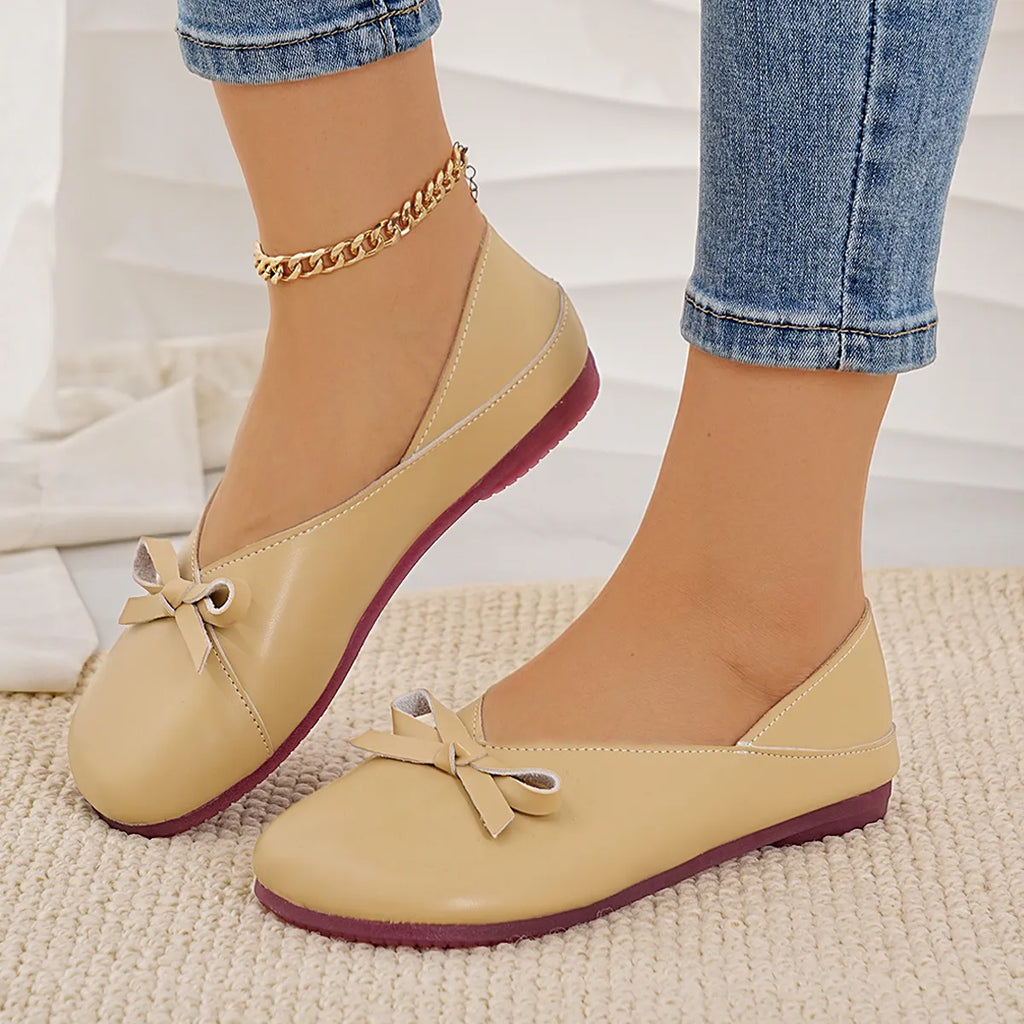 Bow Round Toe Flats Slip-Ons