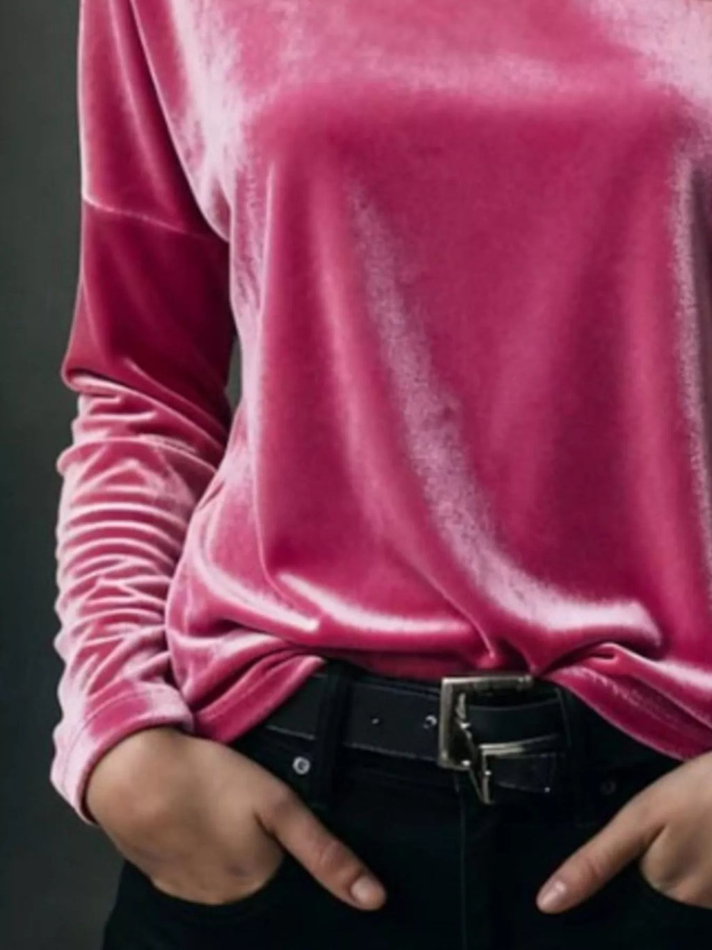 Full Size Velvet Long Sleeve T-Shirt Plus Size