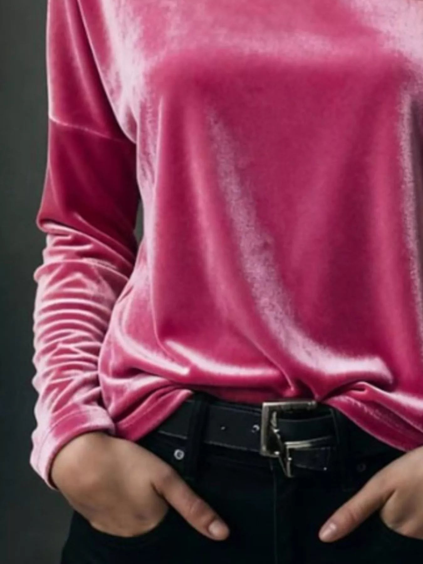 Full Size Velvet Long Sleeve T-Shirt Plus Size