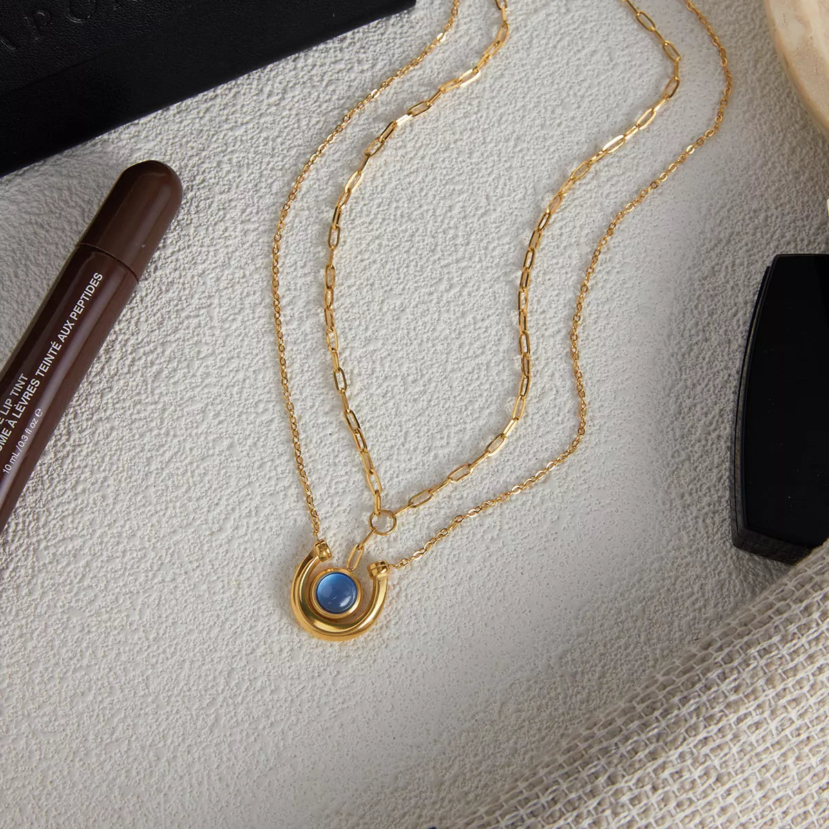 2 Piece 18K Gold-Plated Pendant Necklace