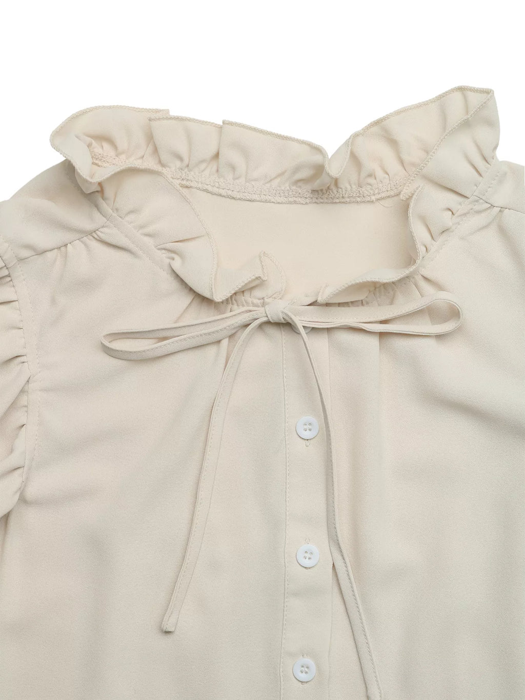 Ruffle Sleeve Tie-Neck Shirt