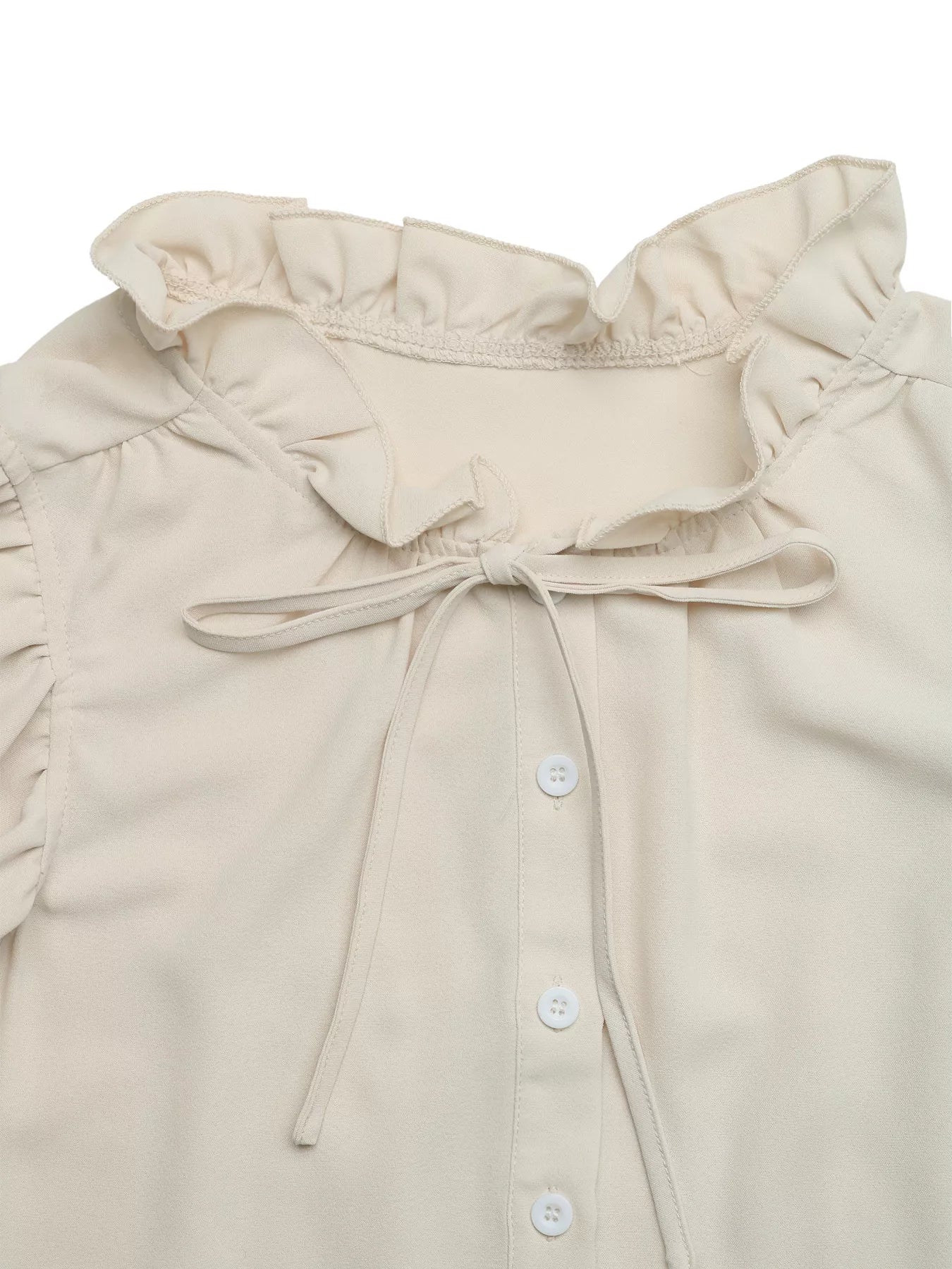 Ruffle Sleeve Tie-Neck Shirt