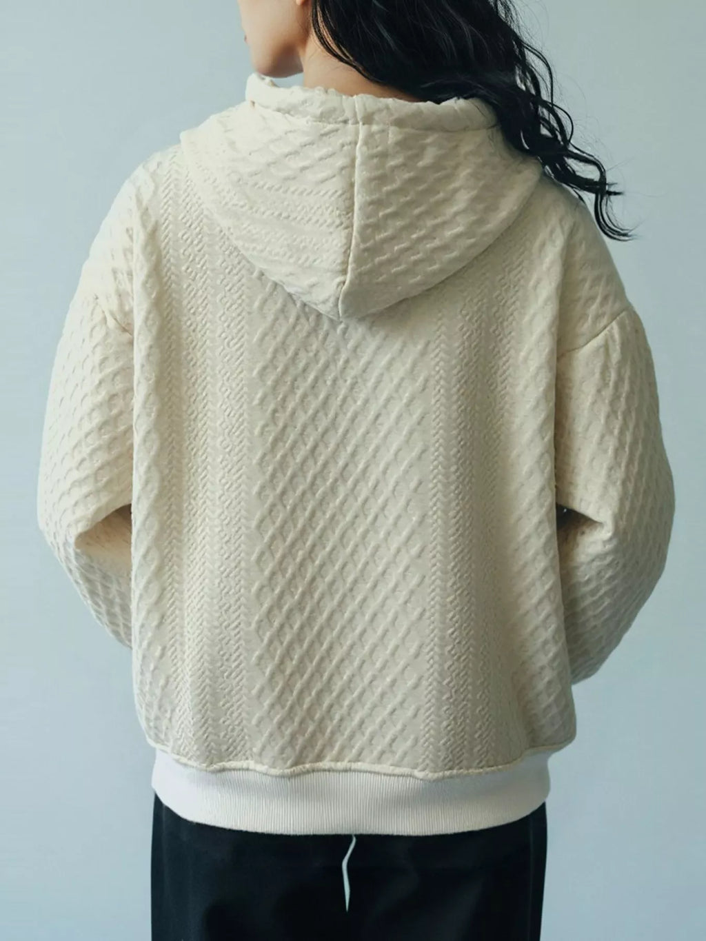 Textured Knit Zip-Up Hoodie