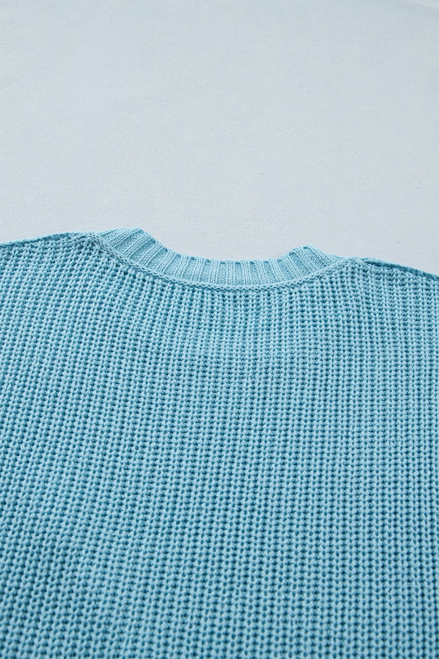 Solid Exposed Seam 3/4 Sleeve Loose Sweater