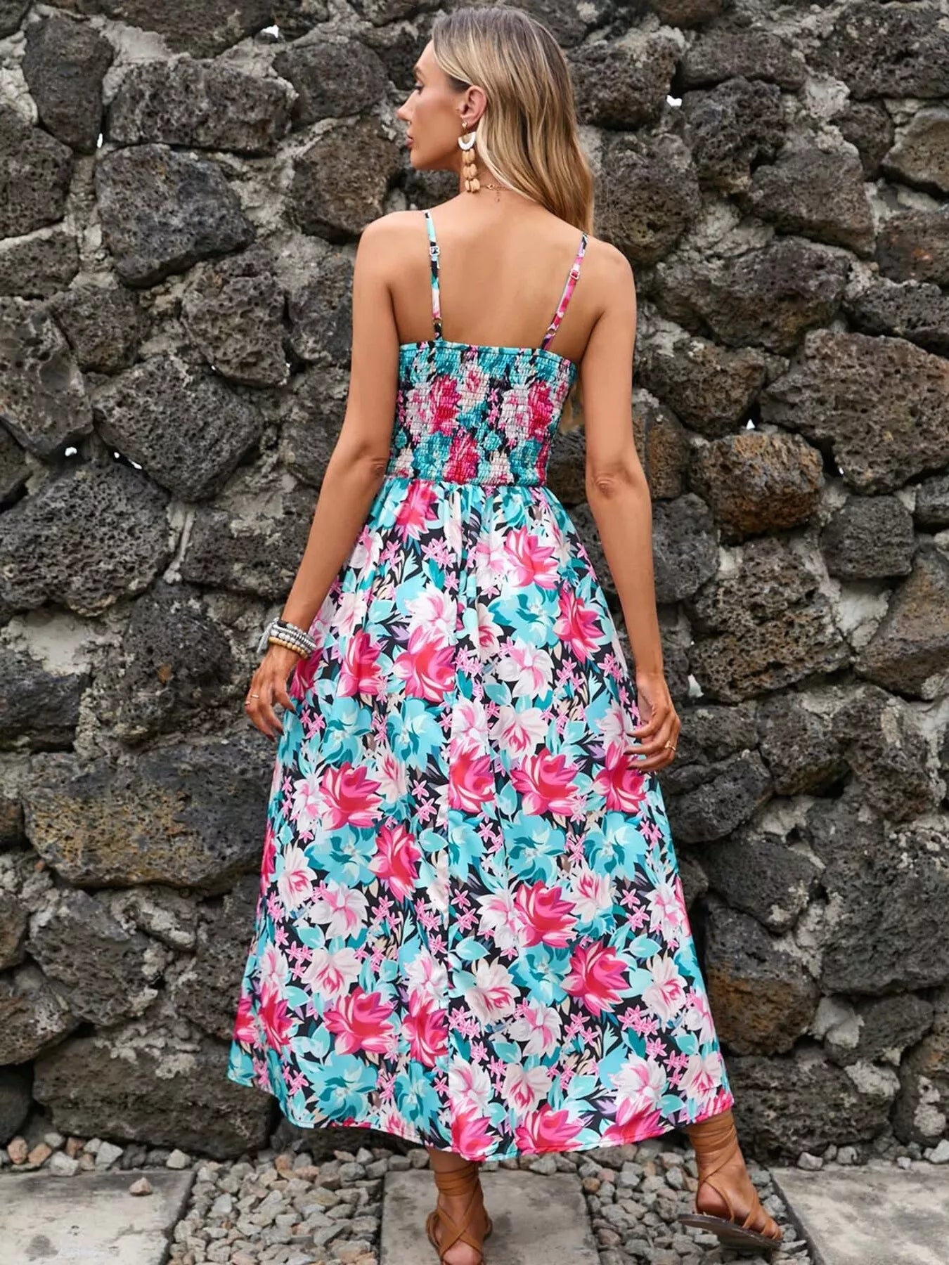 Paisley Print Spaghetti Strap Midi Dress