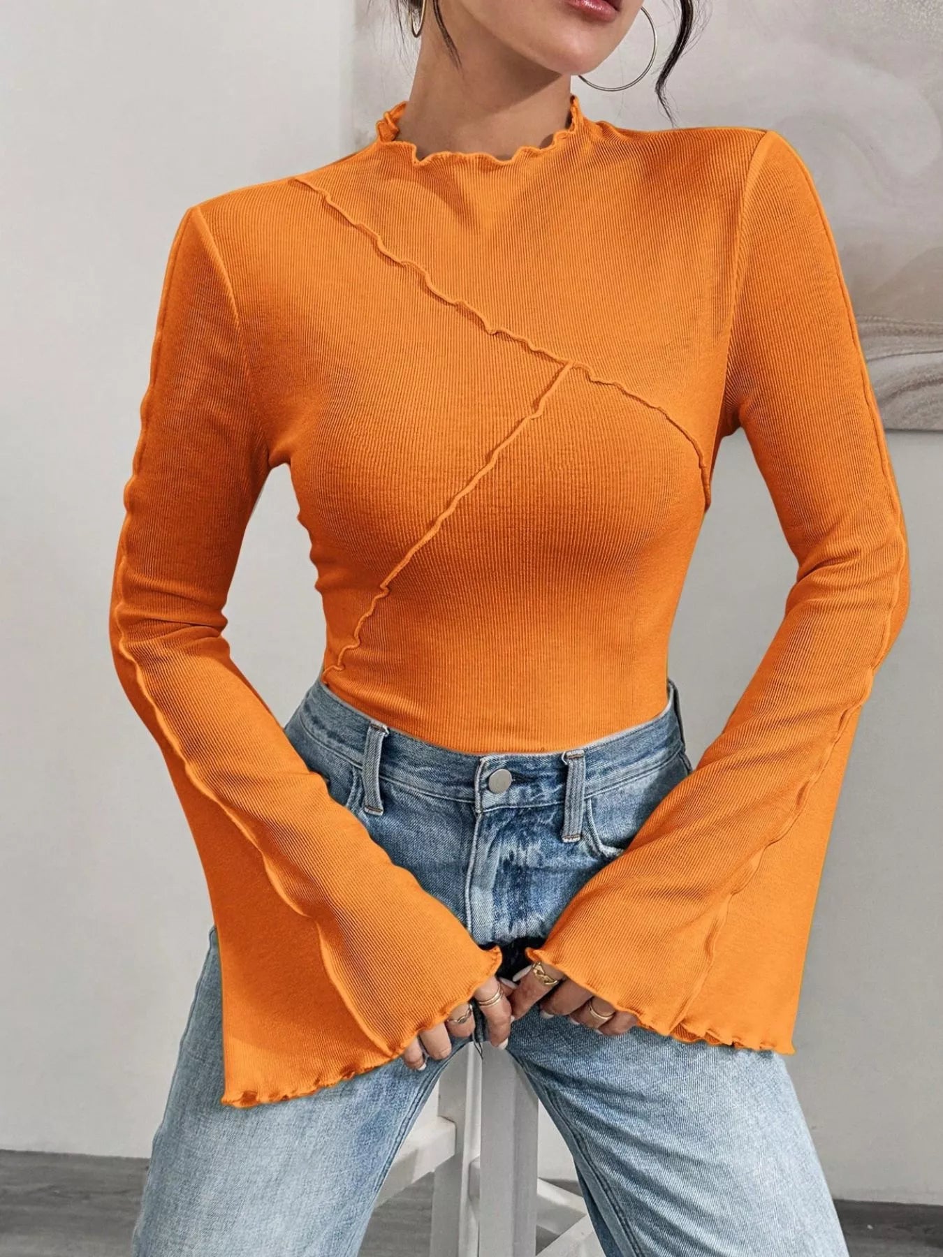 Lettuce Edge Flare Sleeve Top