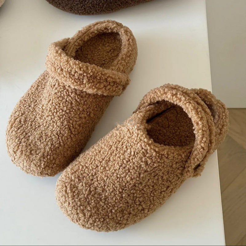 🩴 Women’s Closed-Toe Fleece-Lined Thickened Two-Way Wear Slippers