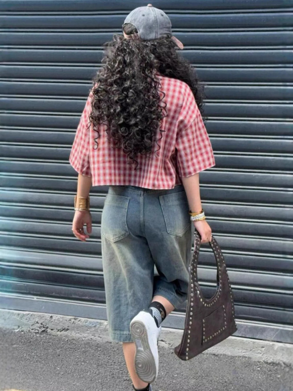 Plaid Button Up Cropped Shirt