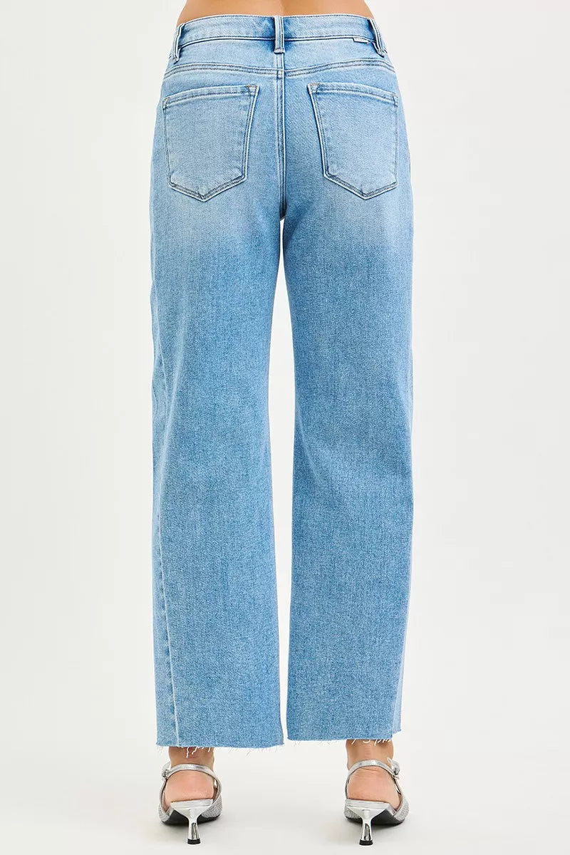 RISEN Full Size Slouchy Cropped Barrel Jeans with Curved Side Seam Plus Size