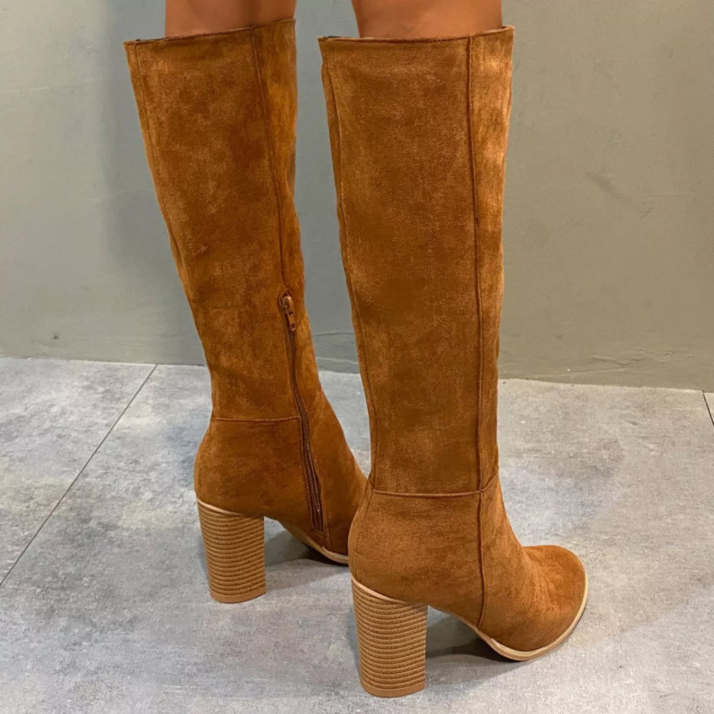 Point Toe Block Heels Boots