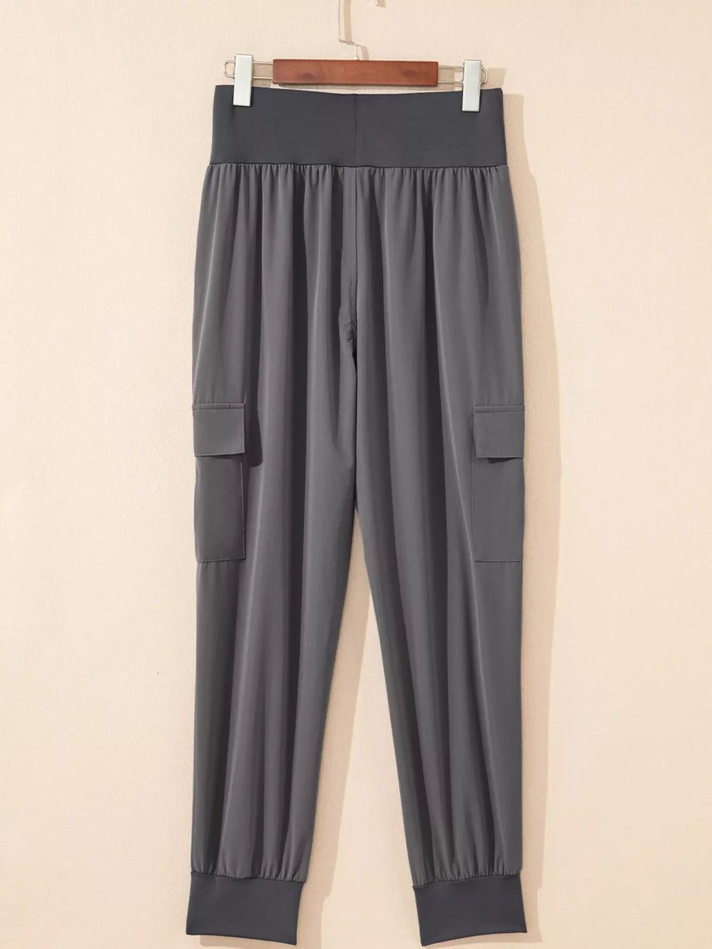 Elastic High Waist Pocketed Cargo Jogger Pants