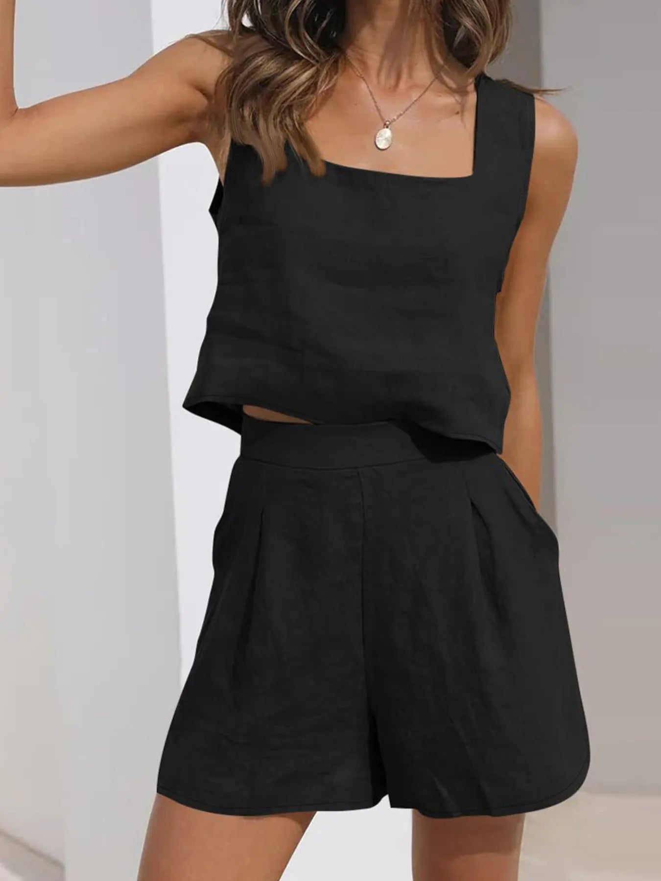 Square Neck Tank and Shorts Set