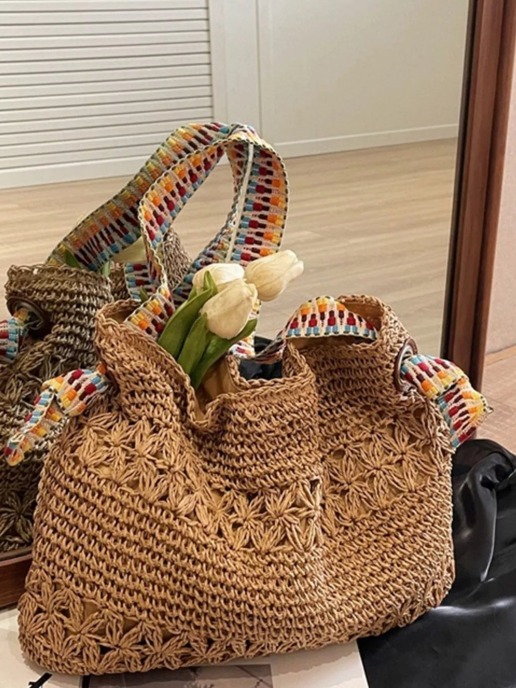 Woven Straw Shoulder Bag