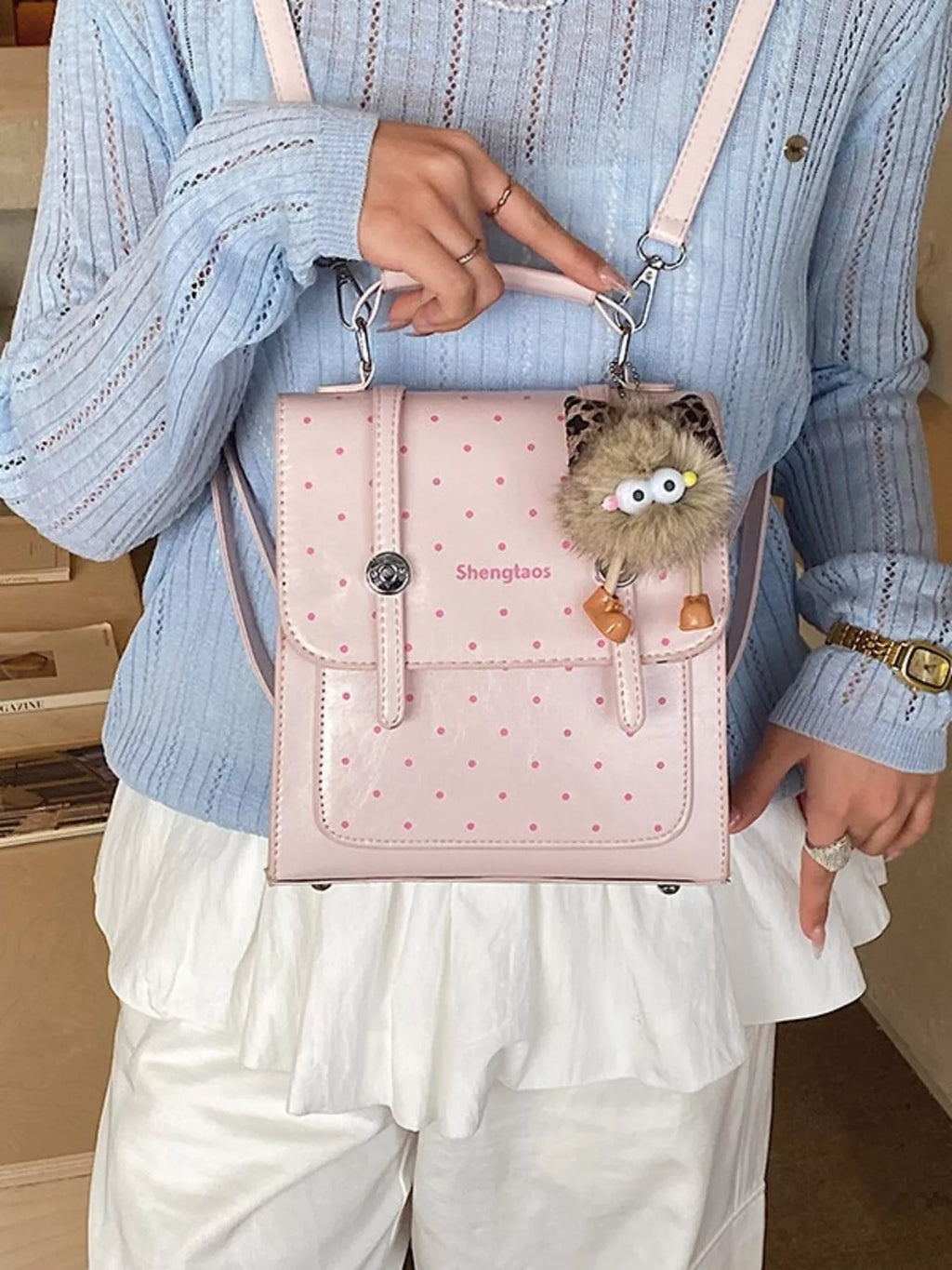 Polka Dot Backpack Bag