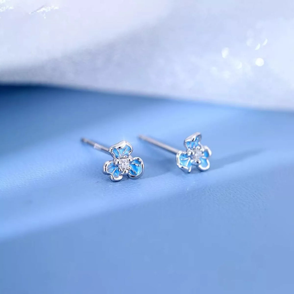 999 Sterling Silver Flower Stud Earrings