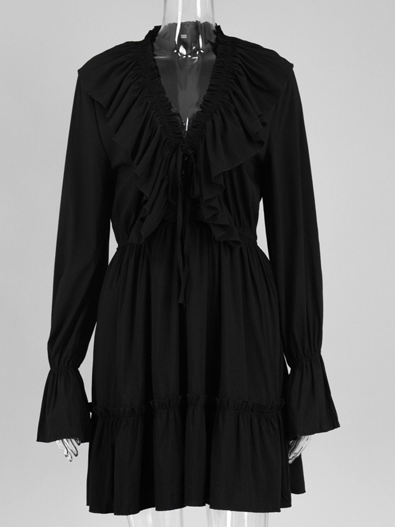 Ruffled Flounce Sleeve Mini Dress