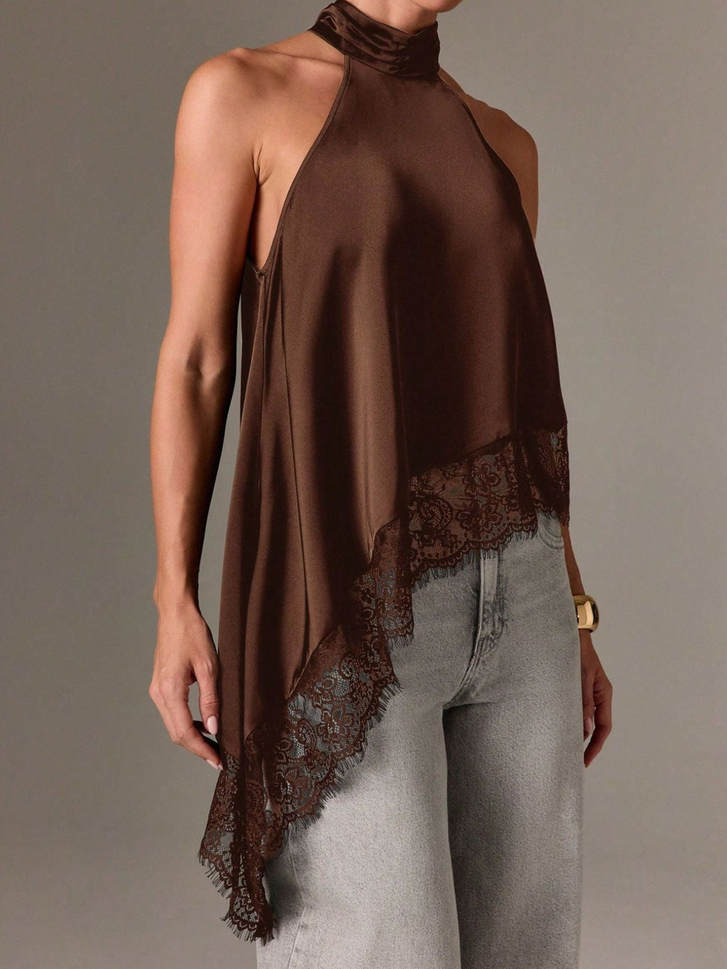 Halter Neck Lace Trim Cami