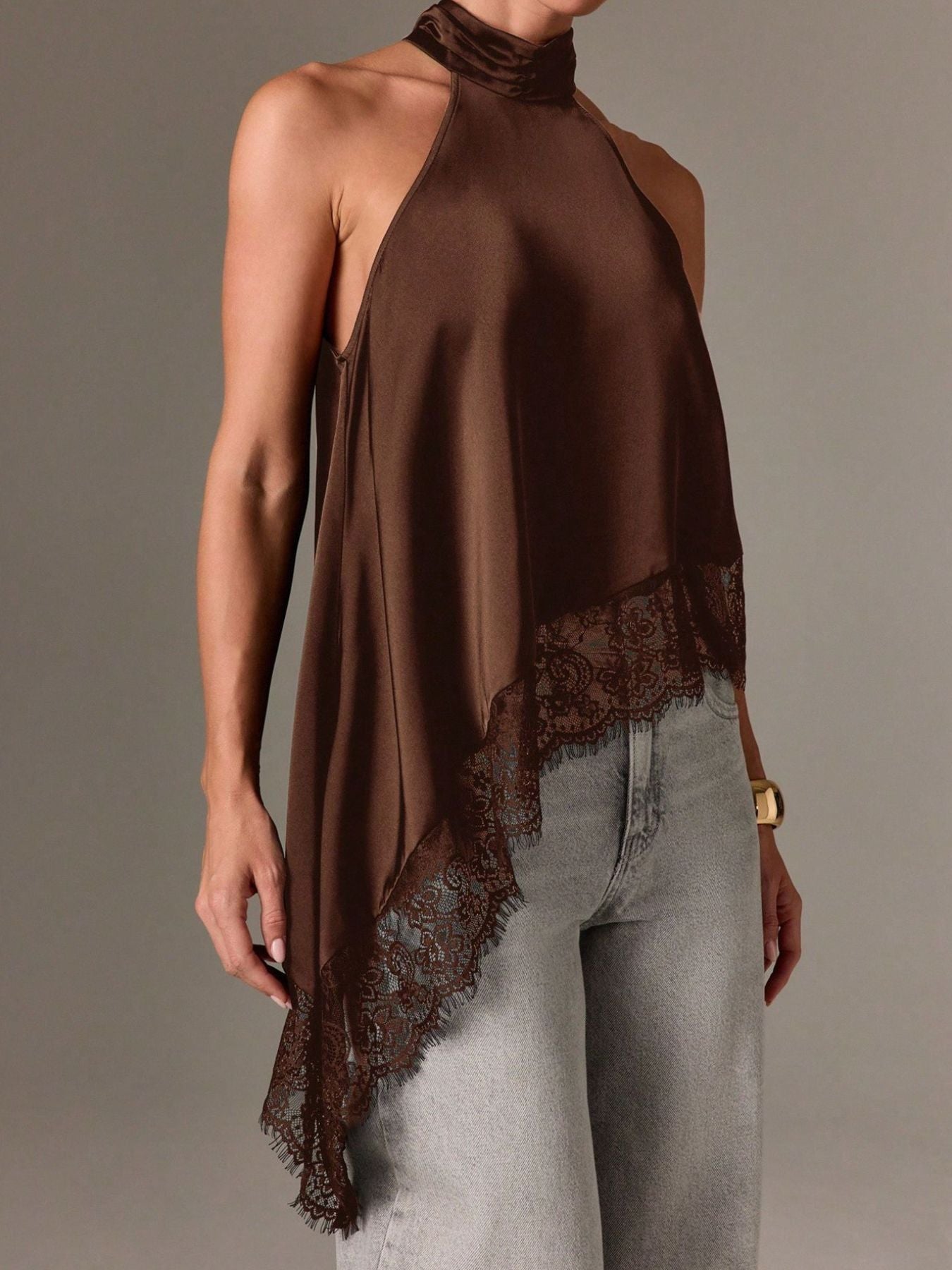 Halter Neck Lace Trim Cami