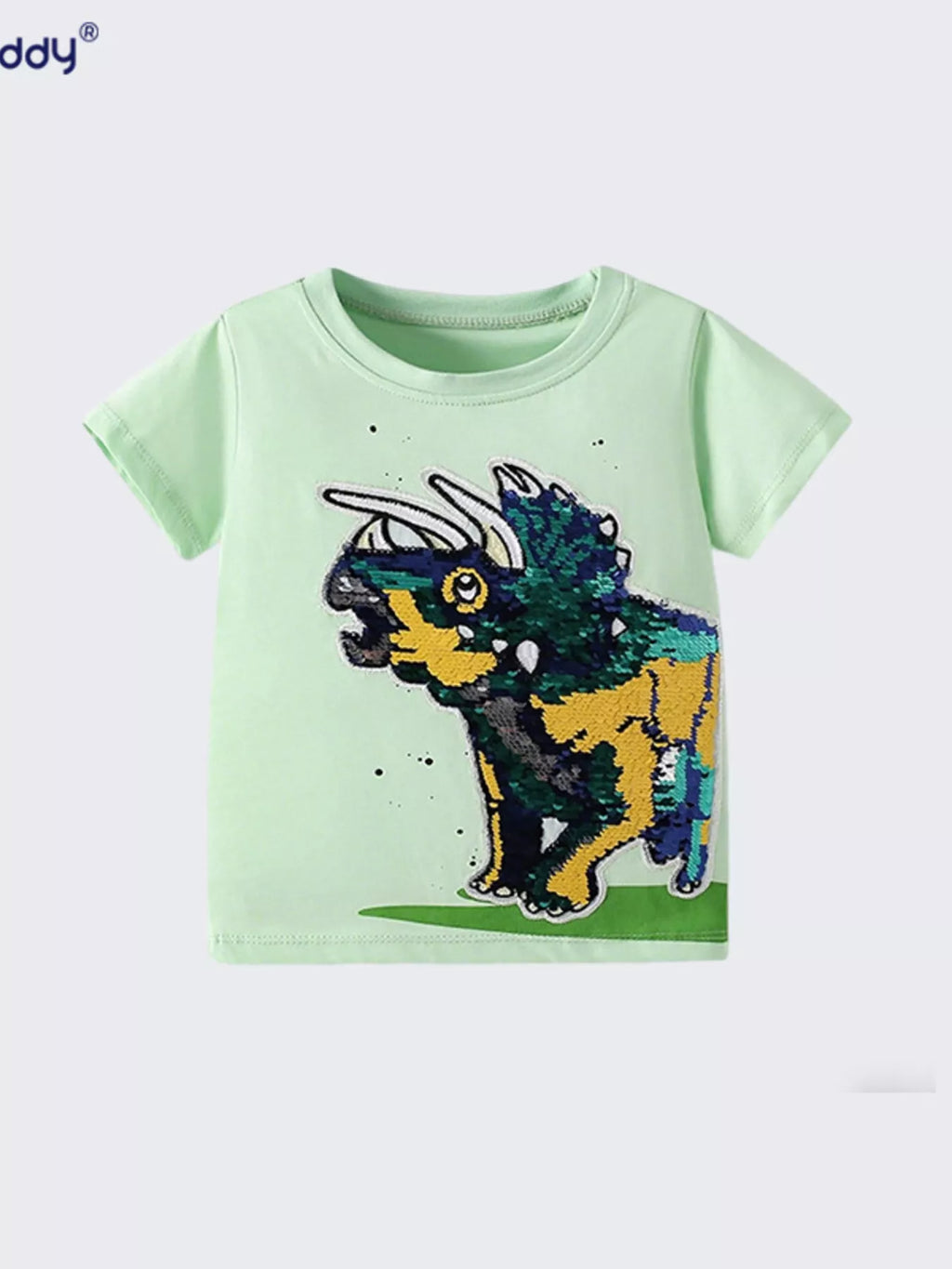 Children's Sequin Dinosaur Round Neck Tee