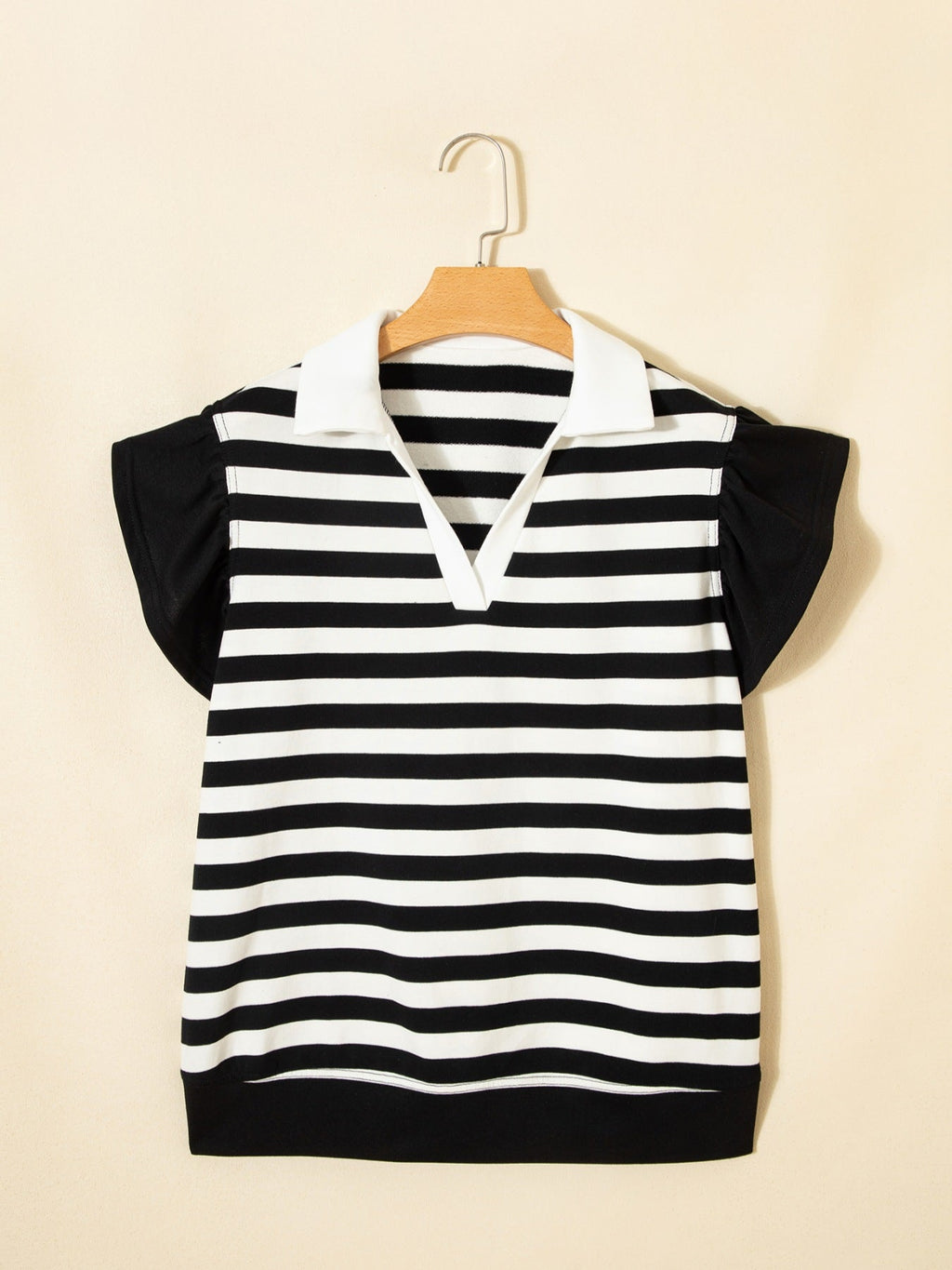 Striped Ruffled Sleeve Blouse