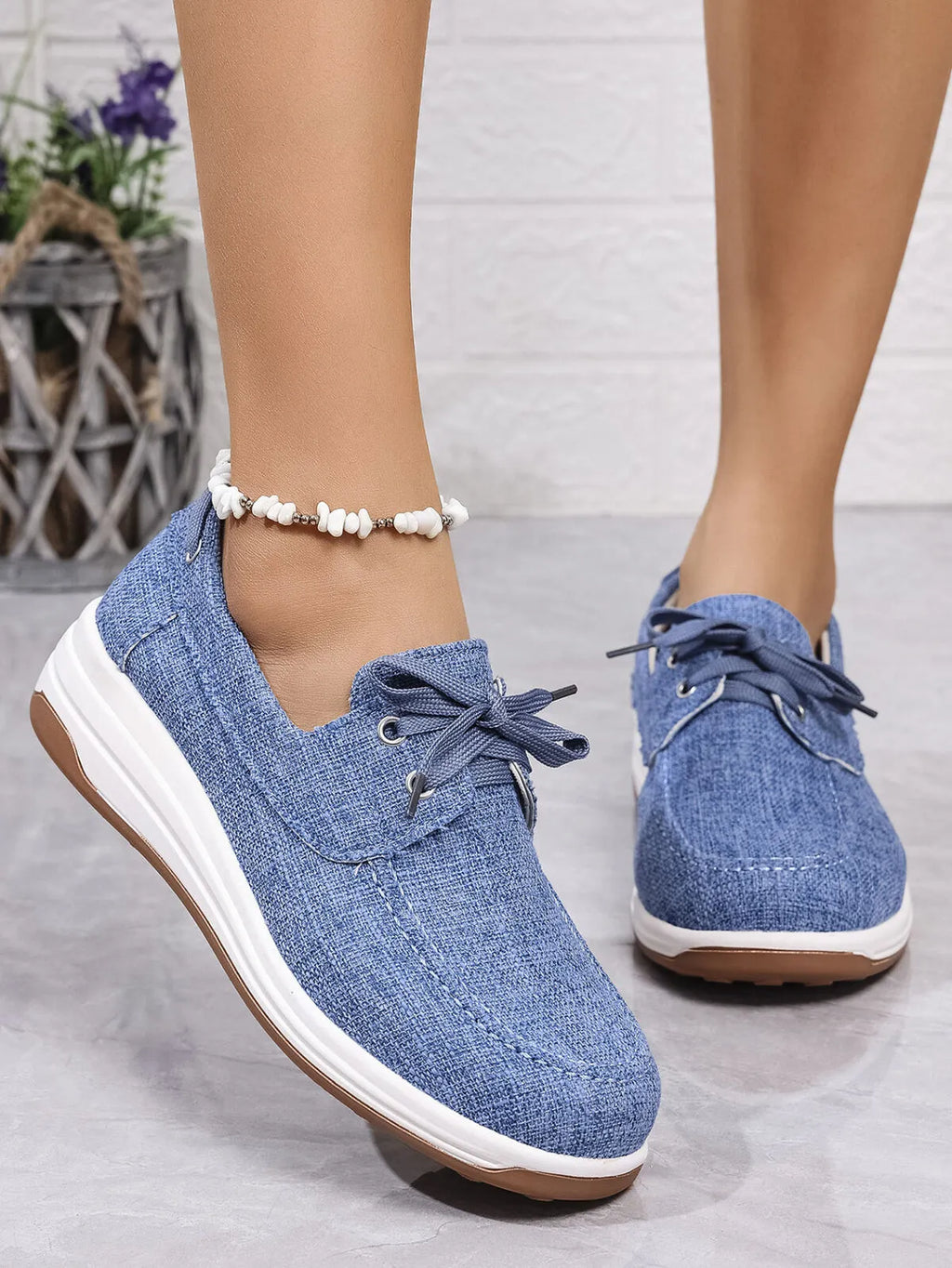 Lace Up Wedge Sneakers