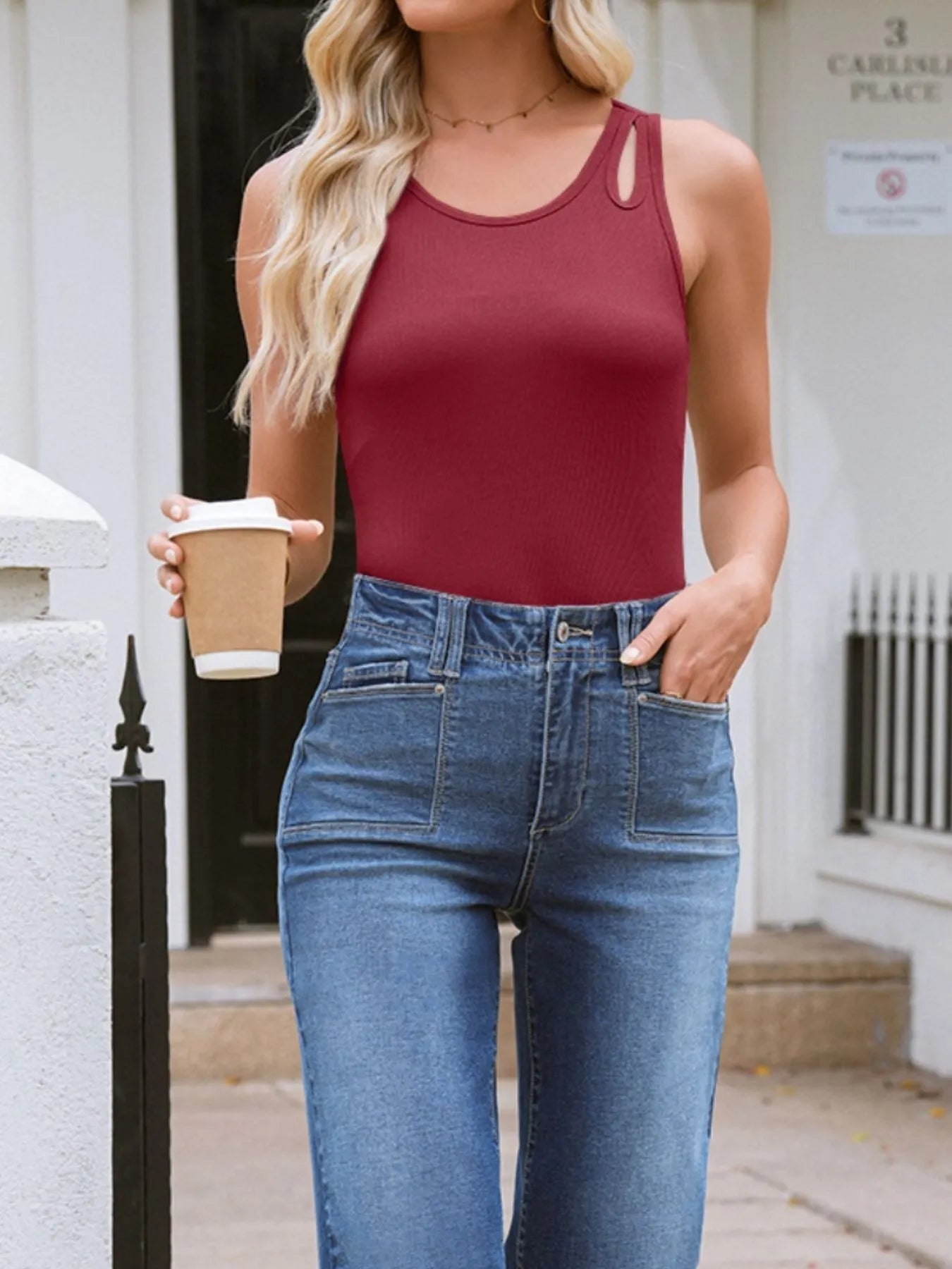 Cutout Round Neck Tank