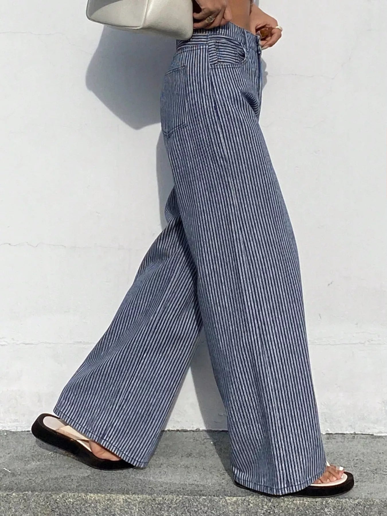 Striped Wide-Leg Jeans