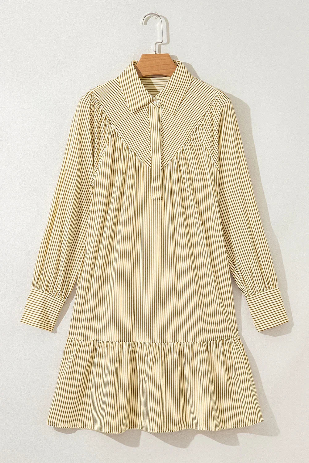 Stripe Collared Cuff Long Sleeve Mini Dress
