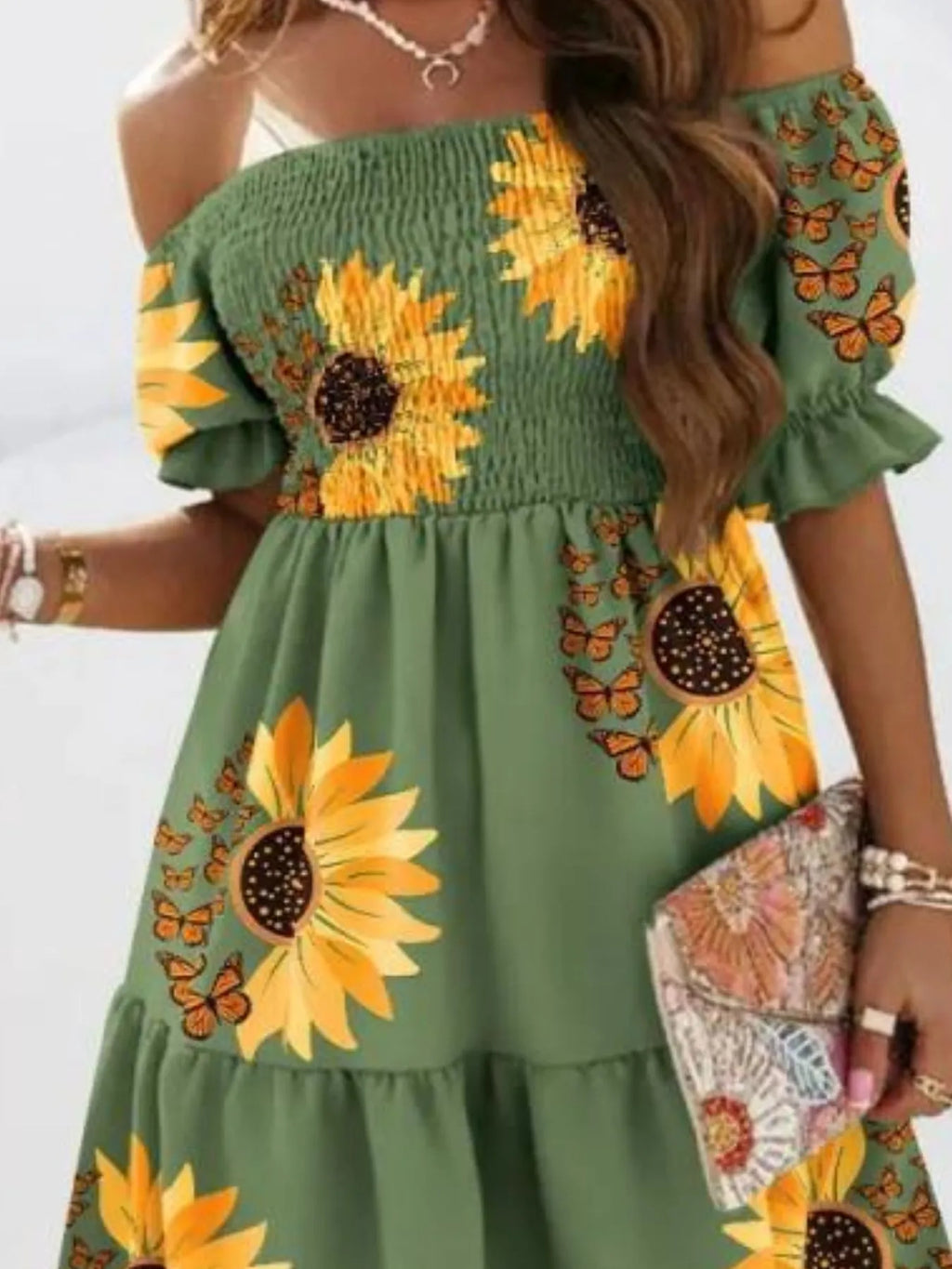Off Shoulder Smocked Summer Dress