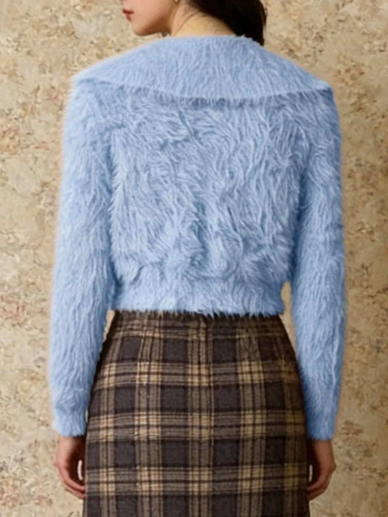 Fluffy Knit Zip-Up Outerwear